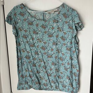 LOFT Women's Floral Blouse - Teal and Multicolor
